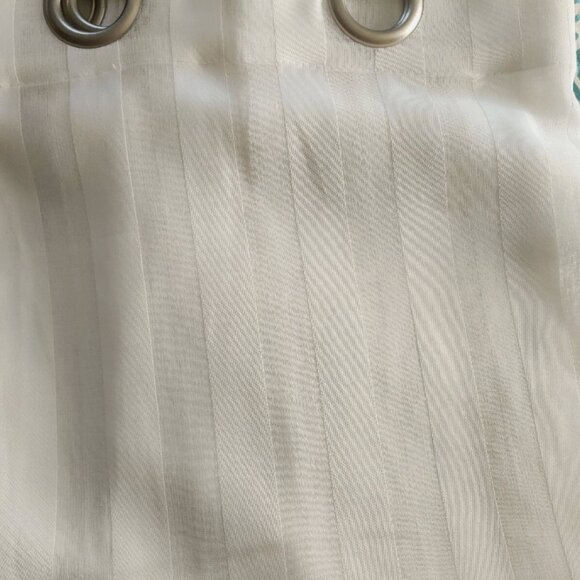 Eyelet Kitchen Curtains White striped Semi Sheer x 2 Panels Small window decor - Picture 10 of 10